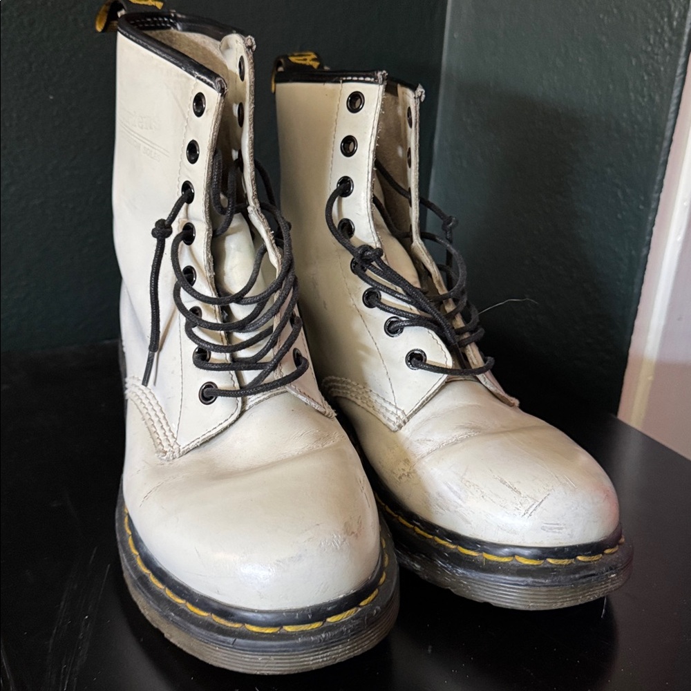 Dr. Martens White Lace-Up Boots